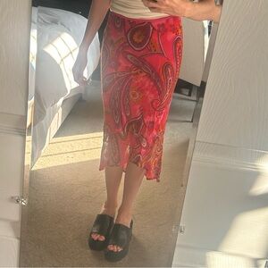 MelissaM Y2K Vibes High Low Paisley Pencil Skirt Size Small